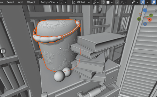 Animation showing convex collider creation around objects