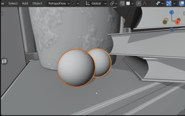 Animation showing sphere collider creation around objects