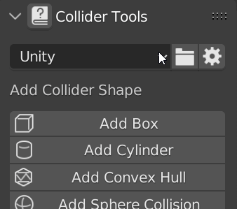 Animation showing collider naming presets being selected