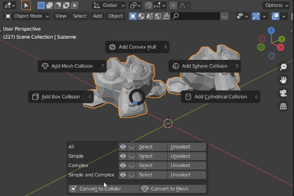 Animation showing mesh to collider conversion