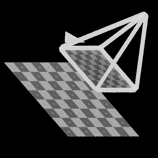 UV Camera Project node preview showing a checker texture projected from a camera's point of view