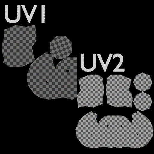 UV Pack to Channel node preview showing UV islands packed into a separate non-overlapping channel
